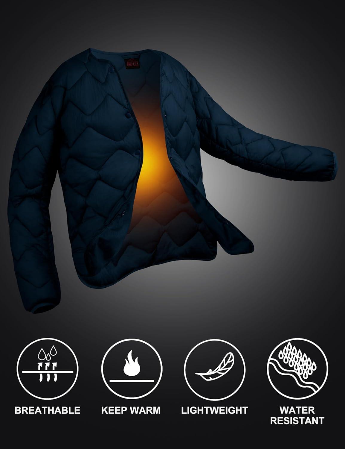 imageLittle Donkey Andy Womens Lightweight Puffer Jacket with Recycled Insulation Button Down Quilted CoatsNavy Blue