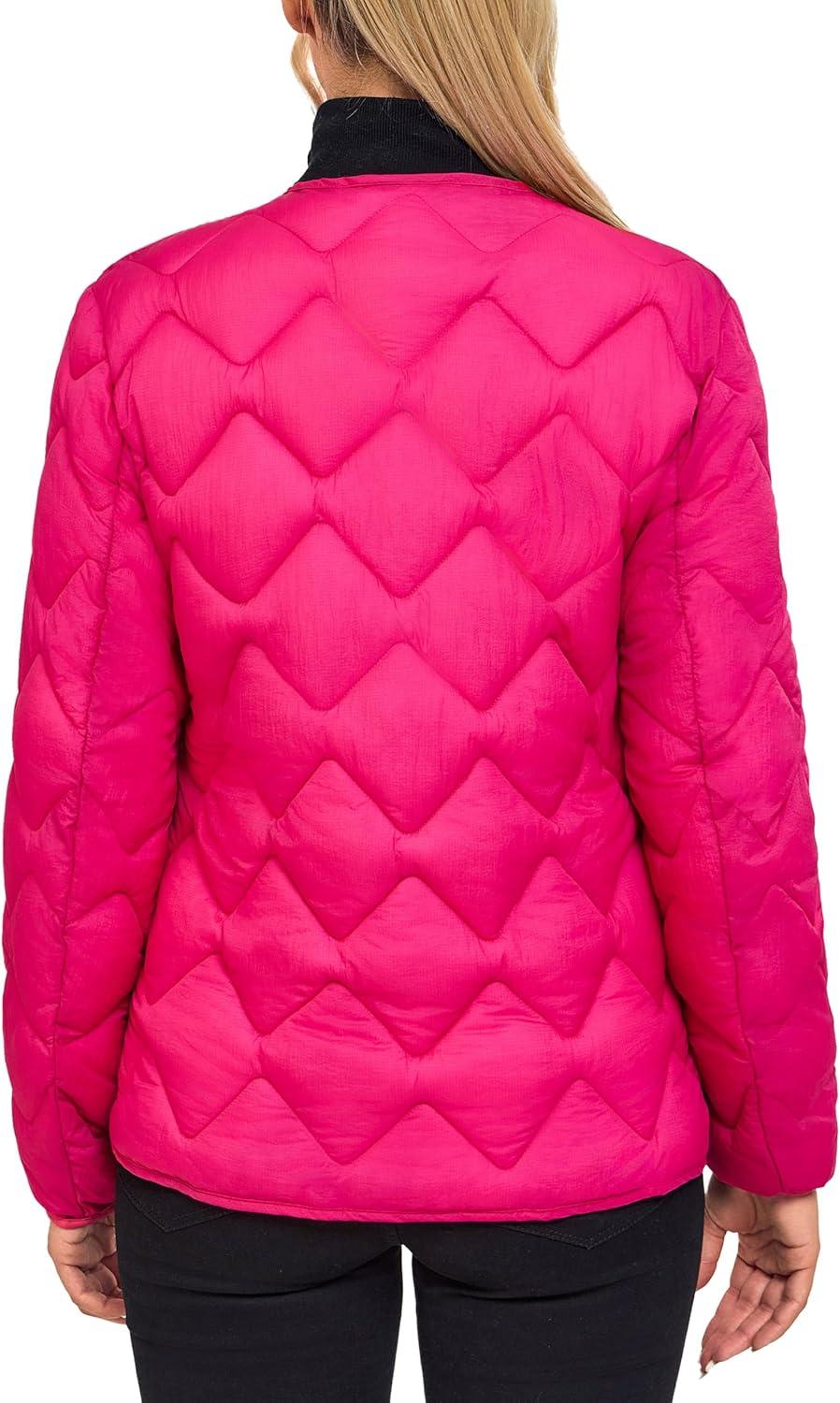 imageLittle Donkey Andy Womens Lightweight Puffer Jacket with Recycled Insulation Button Down Quilted CoatsRose