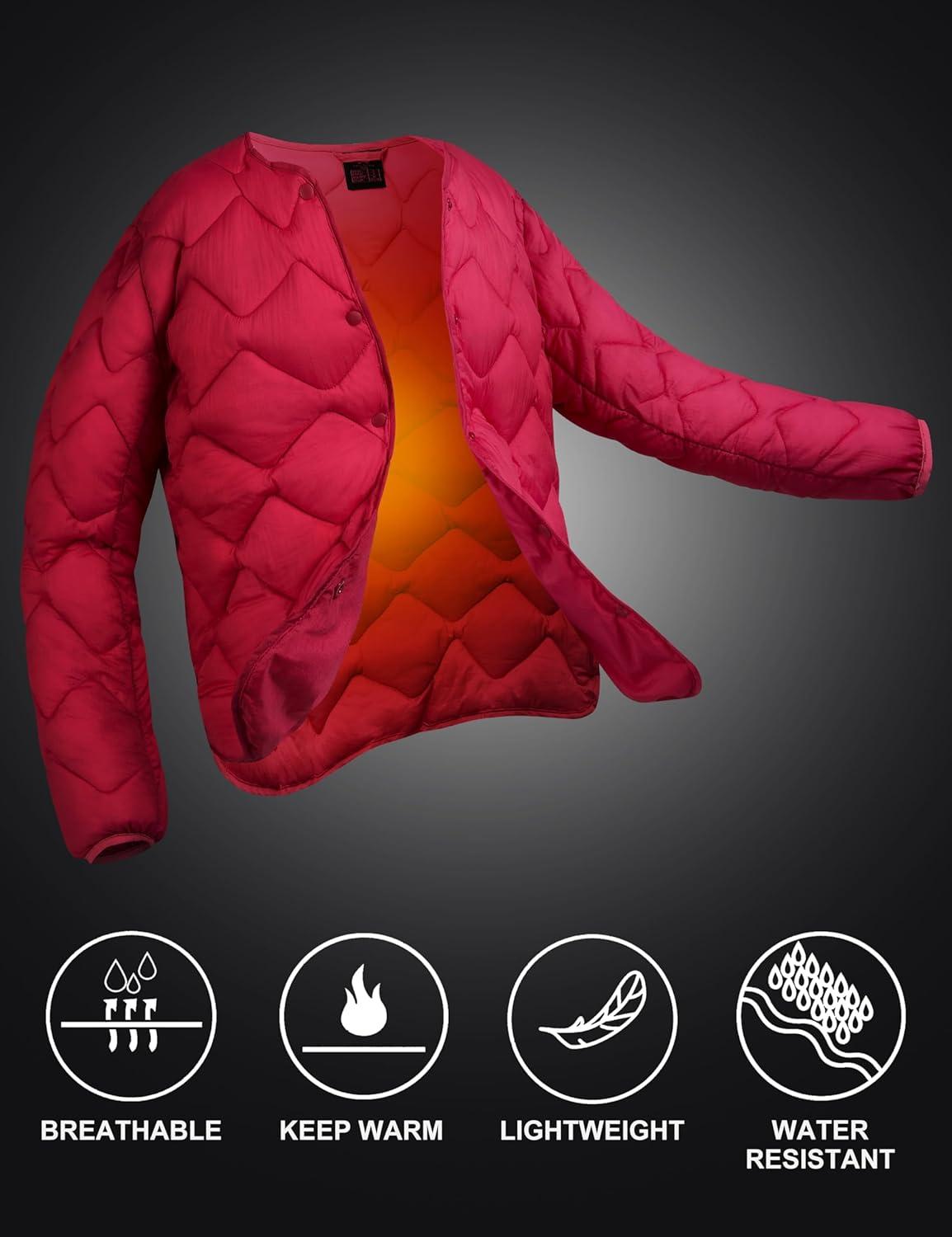 imageLittle Donkey Andy Womens Lightweight Puffer Jacket with Recycled Insulation Button Down Quilted CoatsRose