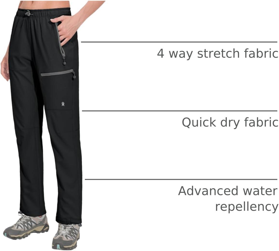 imageLittle Donkey Andy Womens Lightweight Quick Dry Cargo Hiking Pants UPF 50 Stretch Travel Casual TrousersA01 Black