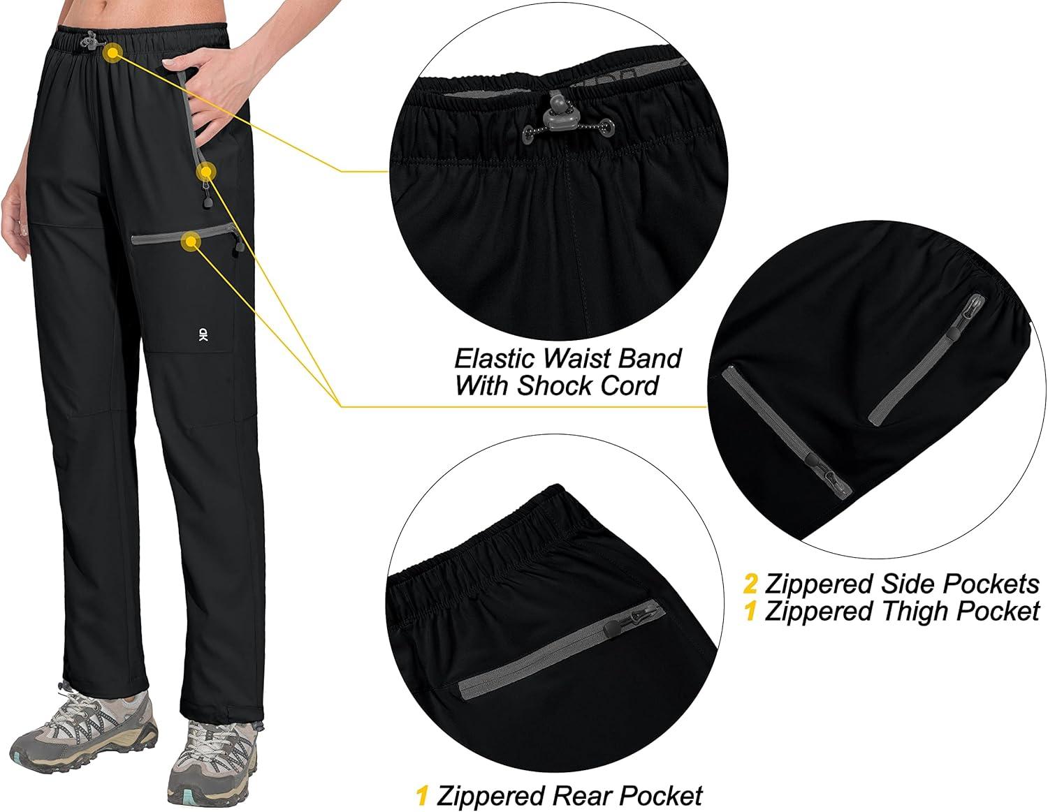 imageLittle Donkey Andy Womens Lightweight Quick Dry Cargo Hiking Pants UPF 50 Stretch Travel Casual TrousersA01 Black