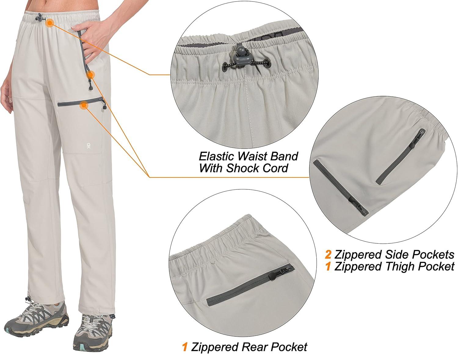 imageLittle Donkey Andy Womens Lightweight Quick Dry Cargo Hiking Pants UPF 50 Stretch Travel Casual TrousersA03 Light Gray
