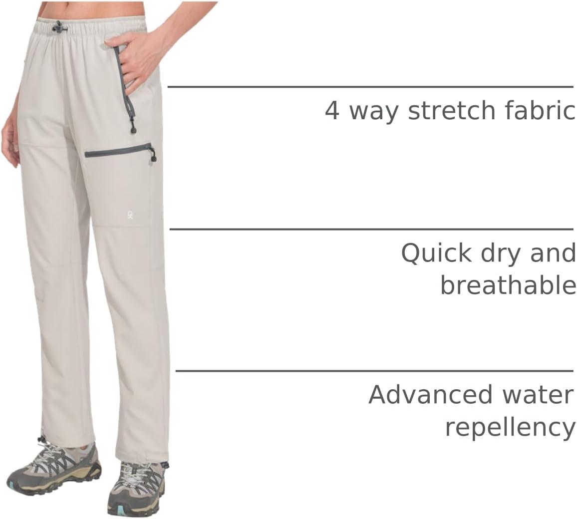 imageLittle Donkey Andy Womens Lightweight Quick Dry Cargo Hiking Pants UPF 50 Stretch Travel Casual TrousersA03 Light Gray