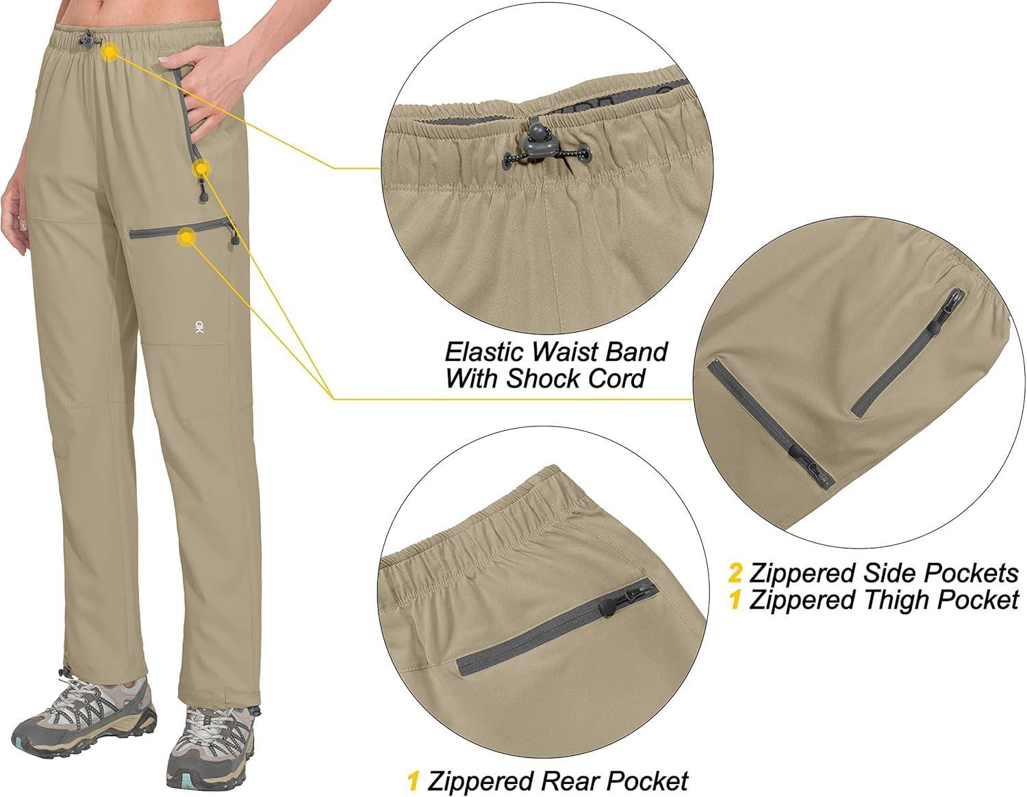 imageLittle Donkey Andy Womens Lightweight Quick Dry Cargo Hiking Pants UPF 50 Stretch Travel Casual TrousersA04 Khaki