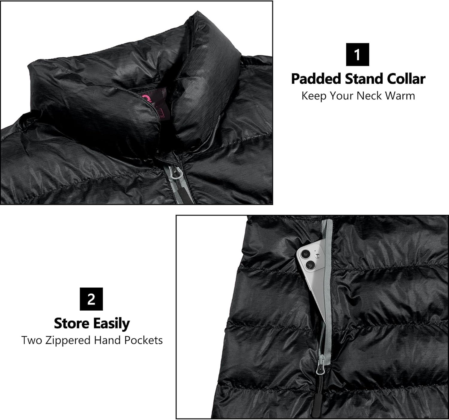 imageLittle Donkey Andy Womens Lightweight Short Sleeve Jacket Warm Windproof Puffer Vest for Travel Hiking Running