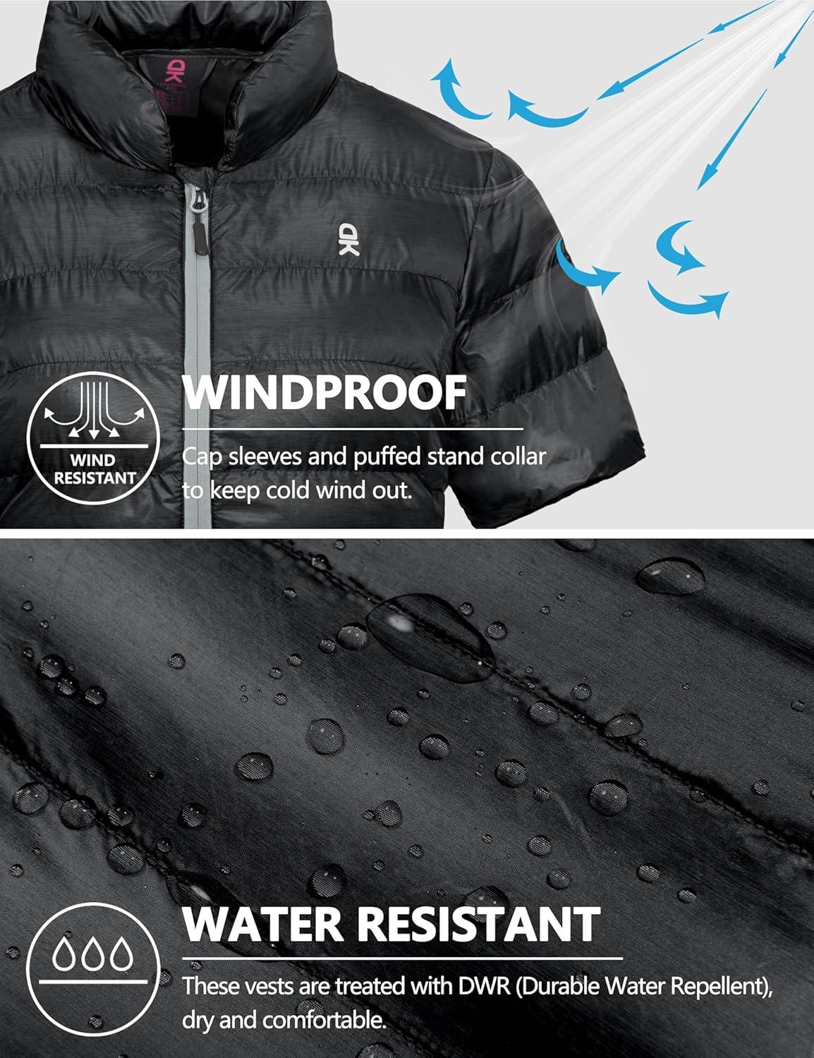 imageLittle Donkey Andy Womens Lightweight Short Sleeve Jacket Warm Windproof Puffer Vest for Travel Hiking Running