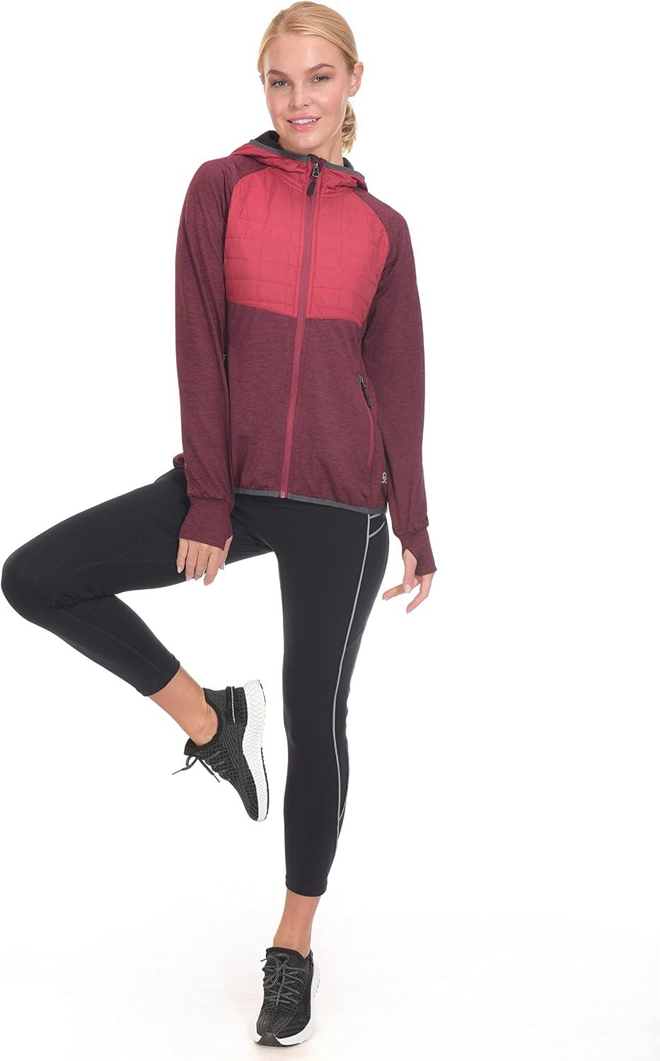 imageLittle Donkey Andy Womens Lightweight Thermal Running Jacket Hybrid Quilted Full Zip Golf Jacket with Hood3 Ruby