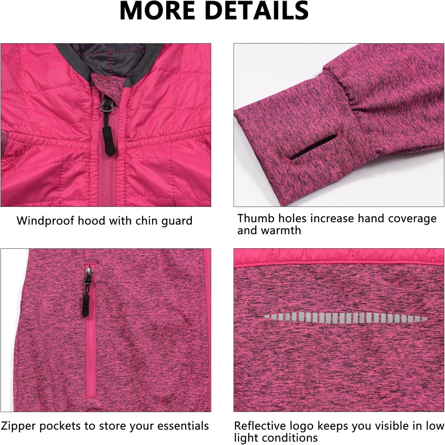 imageLittle Donkey Andy Womens Lightweight Thermal Running Jacket Hybrid Quilted Full Zip Golf Jacket with Hood4 Rose