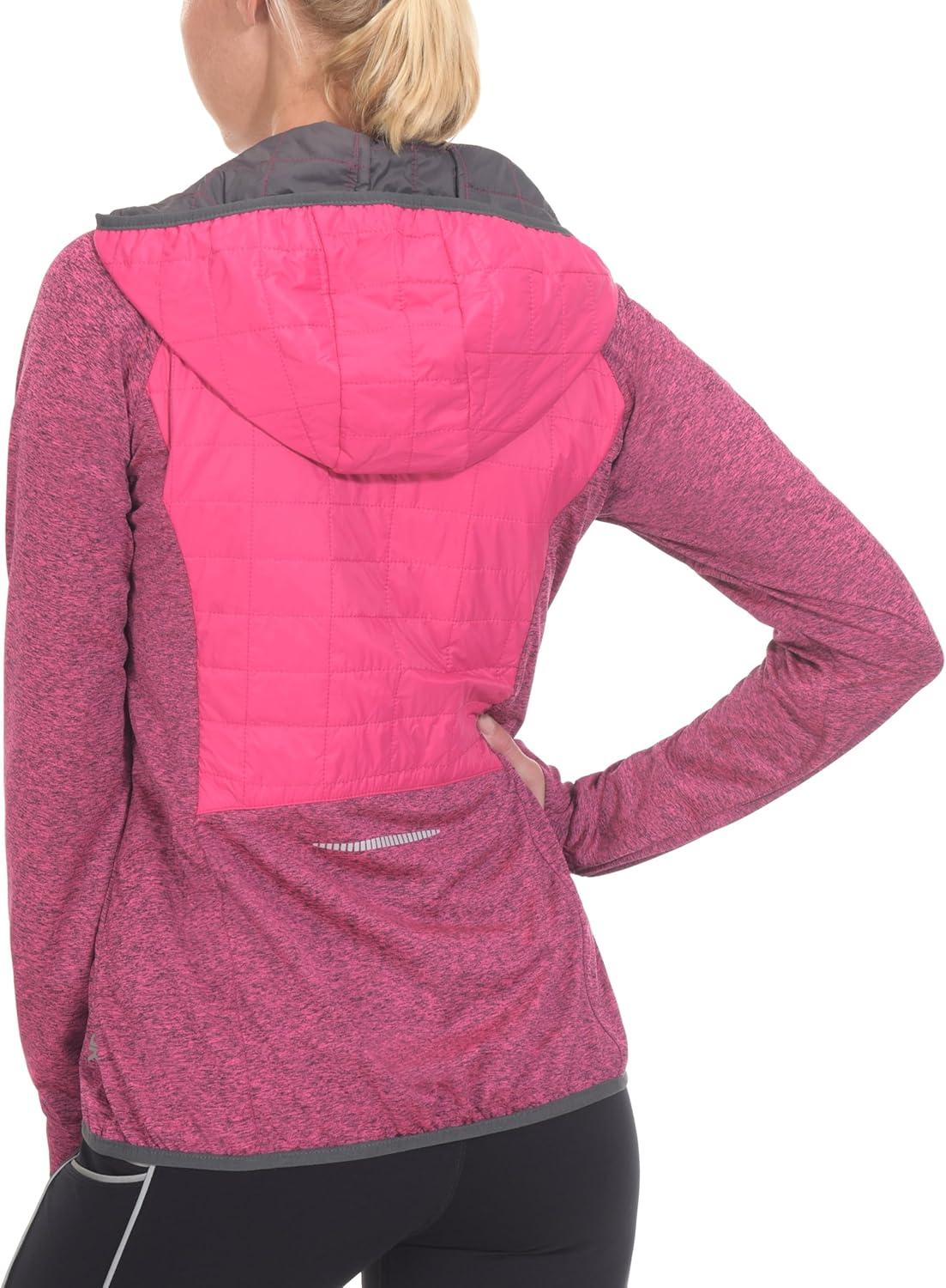 imageLittle Donkey Andy Womens Lightweight Thermal Running Jacket Hybrid Quilted Full Zip Golf Jacket with Hood4 Rose