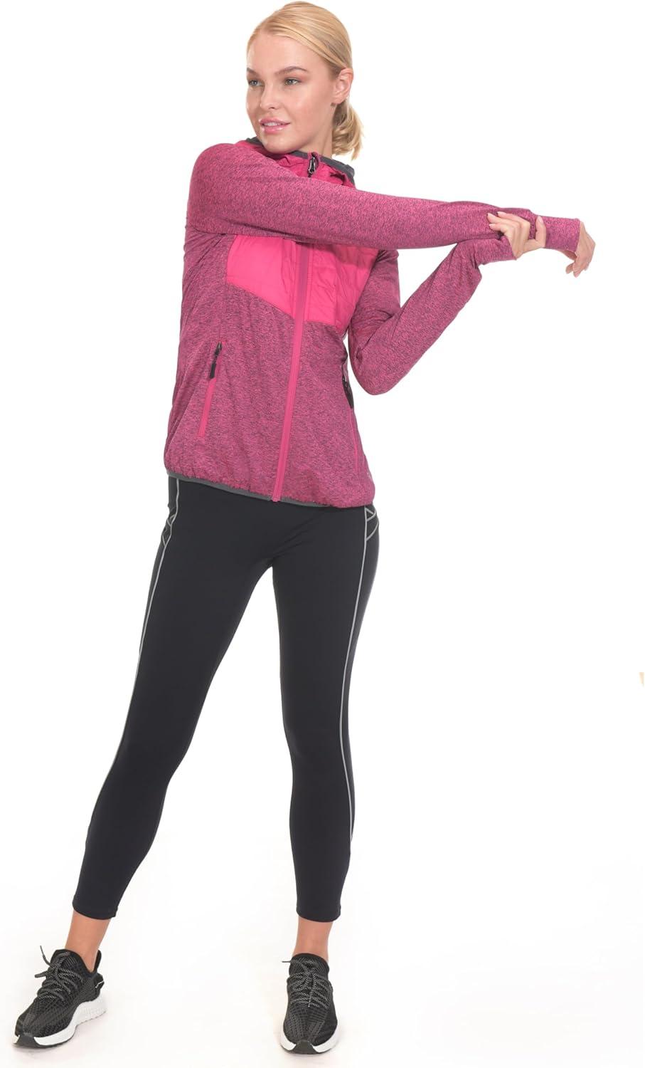 imageLittle Donkey Andy Womens Lightweight Thermal Running Jacket Hybrid Quilted Full Zip Golf Jacket with Hood4 Rose
