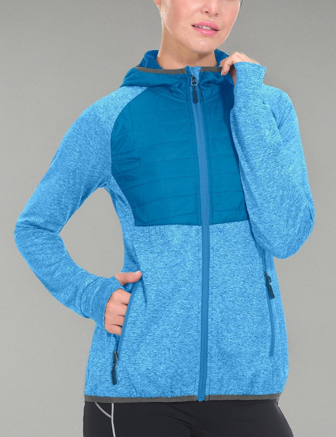 imageLittle Donkey Andy Womens Lightweight Thermal Running Jacket Hybrid Quilted Full Zip Golf Jacket with Hood5 Vivid Blue