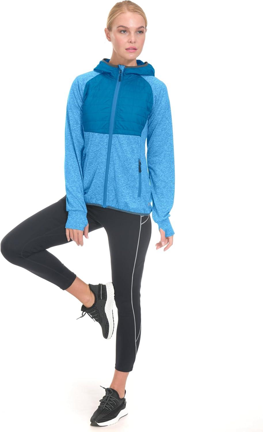 imageLittle Donkey Andy Womens Lightweight Thermal Running Jacket Hybrid Quilted Full Zip Golf Jacket with Hood5 Vivid Blue