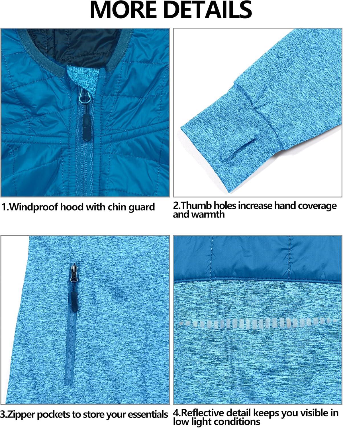 imageLittle Donkey Andy Womens Lightweight Thermal Running Jacket Hybrid Quilted Full Zip Golf Jacket with Hood5 Vivid Blue