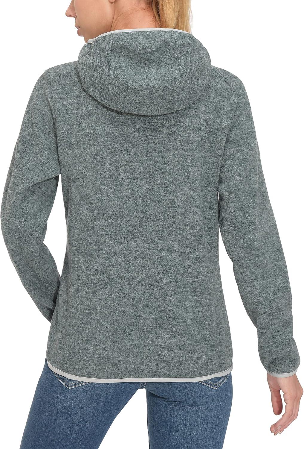 imageLittle Donkey Andy Womens Lightweight Warm Polar Fleece Running Jacket Hooded FullZip Thermal Coat Hiking Travel CasualGreen Heather
