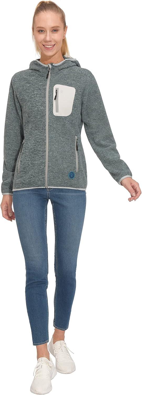 imageLittle Donkey Andy Womens Lightweight Warm Polar Fleece Running Jacket Hooded FullZip Thermal Coat Hiking Travel CasualGreen Heather