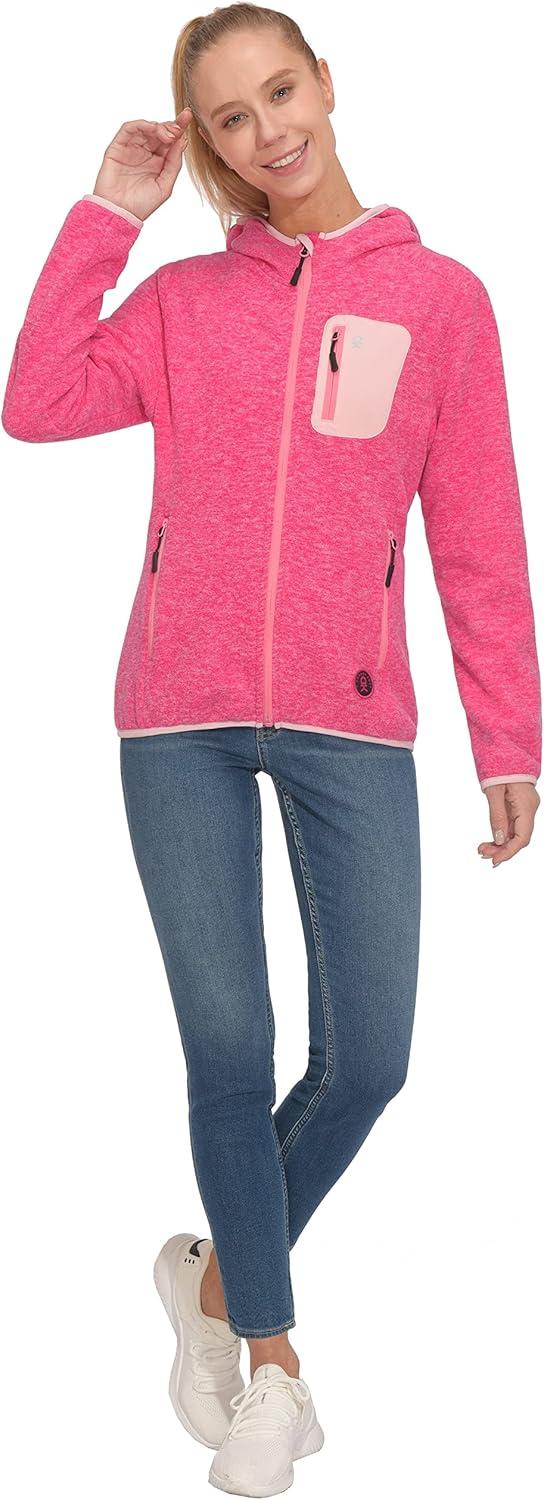 imageLittle Donkey Andy Womens Lightweight Warm Polar Fleece Running Jacket Hooded FullZip Thermal Coat Hiking Travel CasualRose Heather