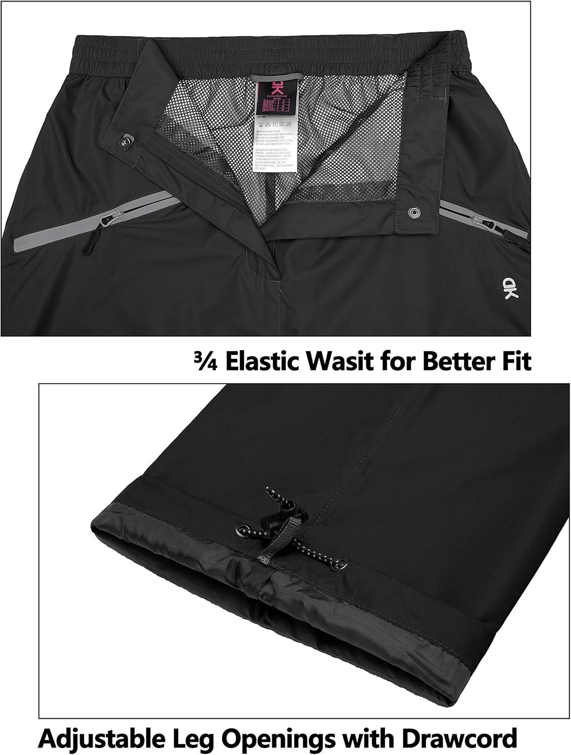 imageLittle Donkey Andy Womens Lightweight Waterproof Rain Pants Breathable Hiking Pants for Outdoor FishingA01 Black