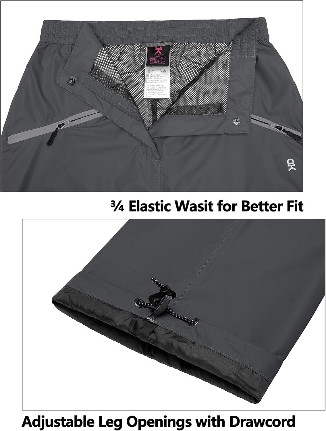 imageLittle Donkey Andy Womens Lightweight Waterproof Rain Pants Breathable Hiking Pants for Outdoor FishingA02 Gray