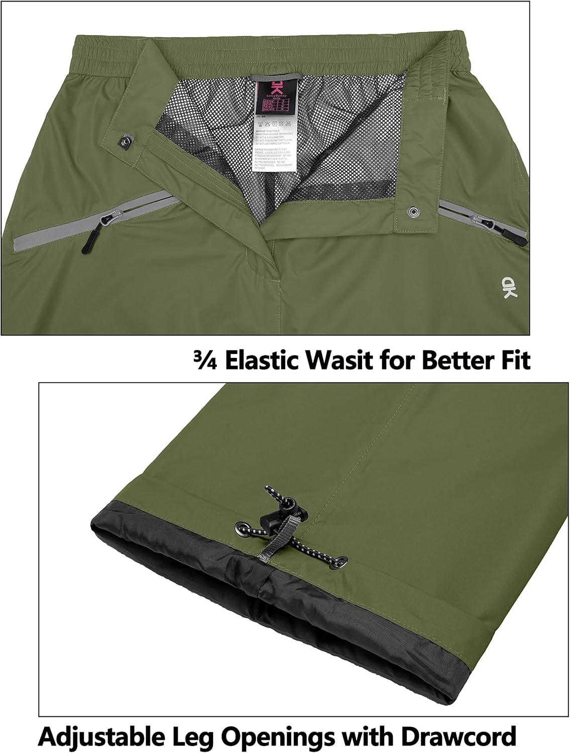 imageLittle Donkey Andy Womens Lightweight Waterproof Rain Pants Breathable Hiking Pants for Outdoor FishingA05 Olive