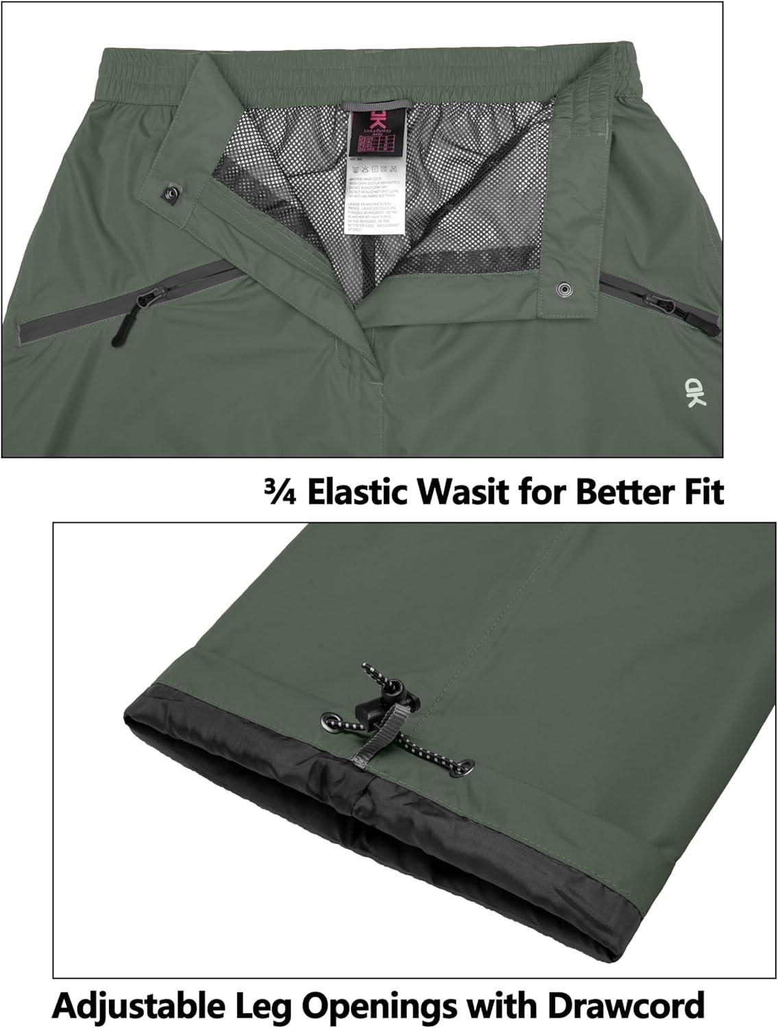 imageLittle Donkey Andy Womens Lightweight Waterproof Rain Pants Breathable Hiking Pants for Outdoor FishingA06 Military Olive