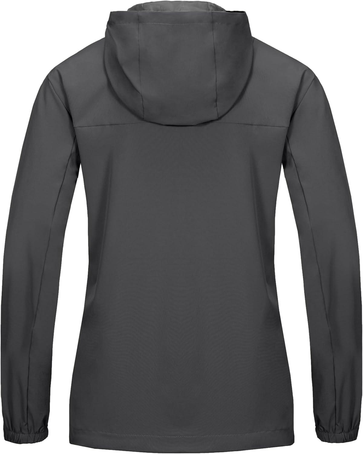 imageLittle Donkey Andy Womens Lightweight Windbreaker Jacket Breathable Windproof Jacket Hiking Running Golf UPF50A2grey