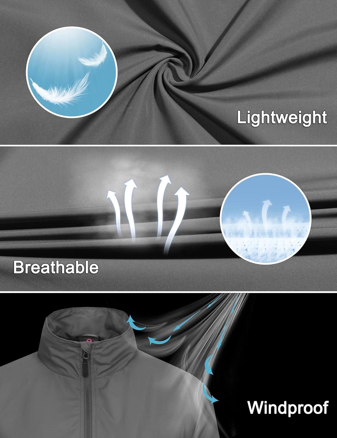 imageLittle Donkey Andy Womens Lightweight Windbreaker Jacket Breathable Windproof Jacket Hiking Running Golf UPF50B2grey