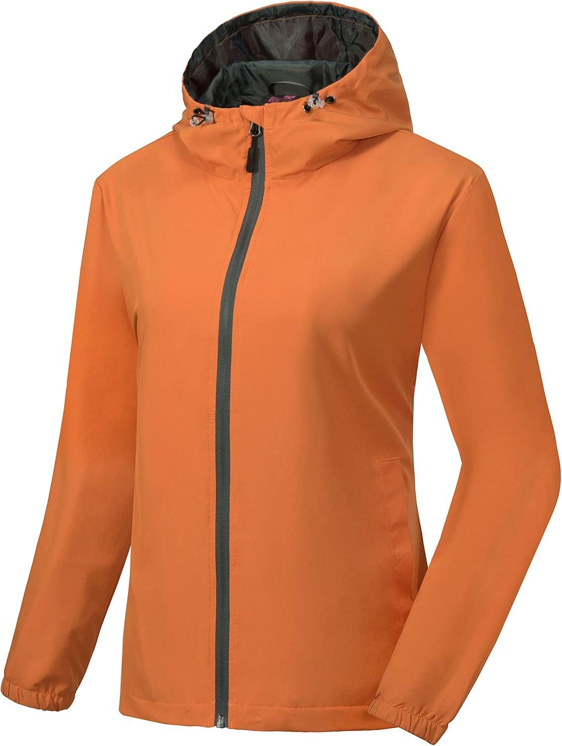 imageLittle Donkey Andy Womens Lightweight Windbreaker Jacket Breathable Windproof Jacket Hiking Running Golf UPF50Orange
