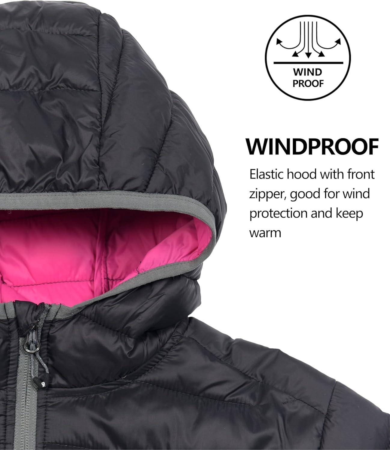 imageLittle Donkey Andy Womens Packable Lightweight Puffer Jacket Hooded Windproof Winter Coat with Recycled Insulation Black XL