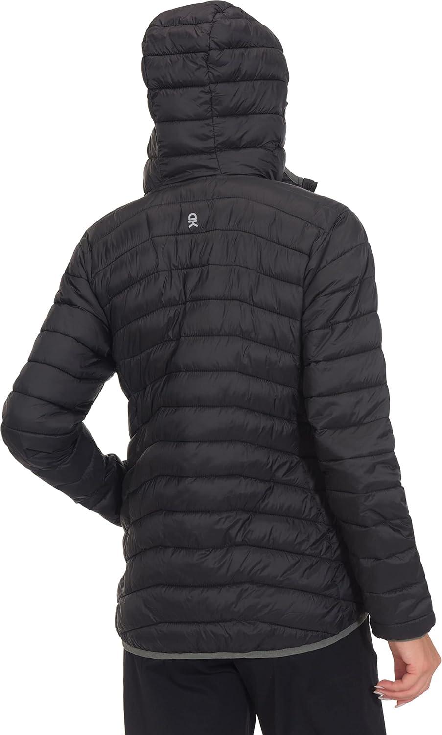 imageLittle Donkey Andy Womens Packable Lightweight Puffer Jacket Hooded Windproof Winter Coat with Recycled Insulation Black XL