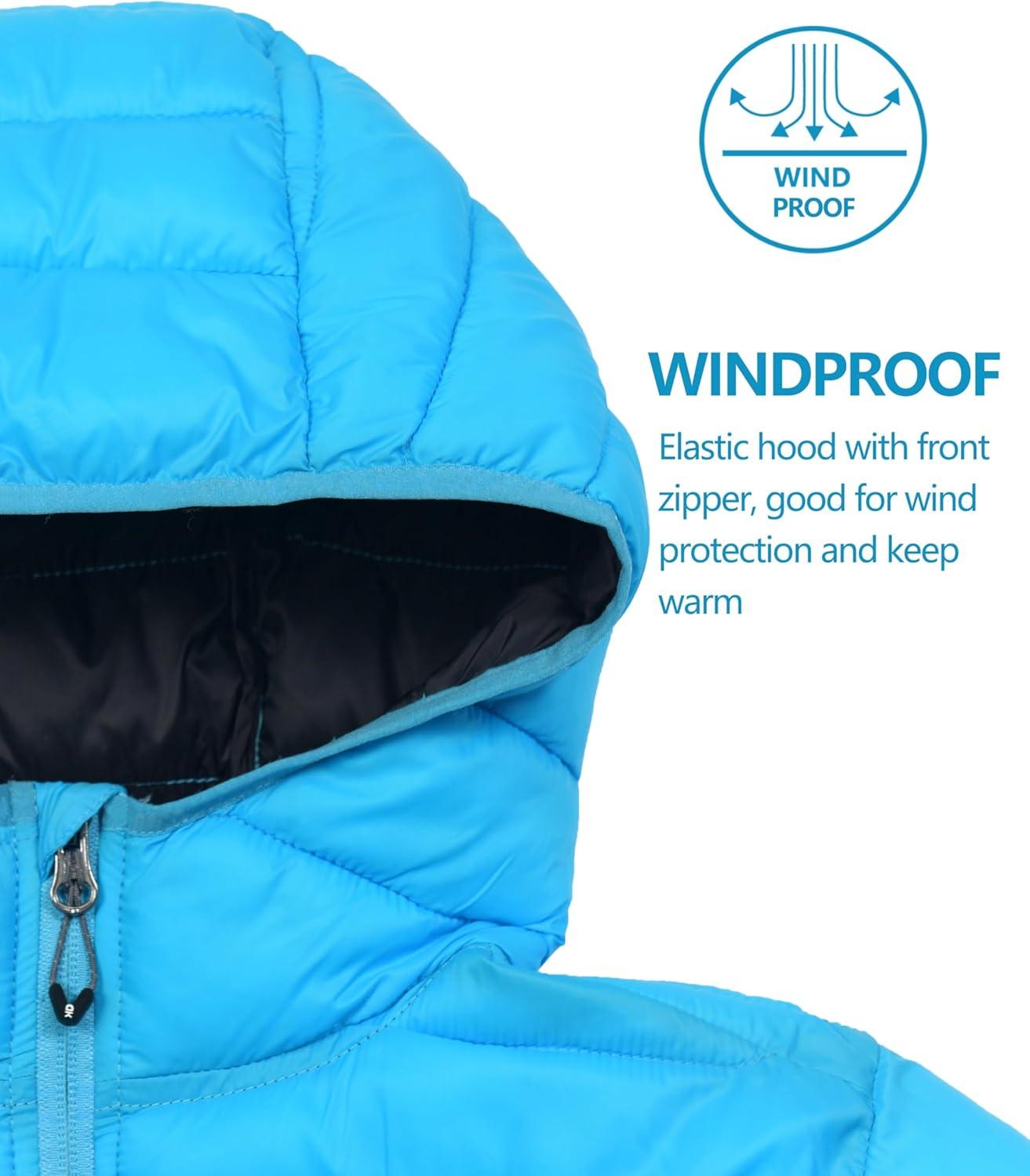 imageLittle Donkey Andy Womens Packable Lightweight Puffer Jacket Hooded Windproof Winter Coat with Recycled InsulationPackable Aqua