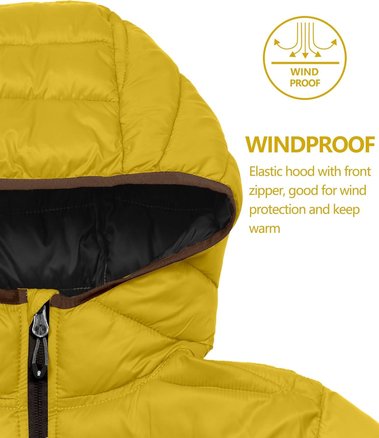 imageLittle Donkey Andy Womens Packable Lightweight Puffer Jacket Hooded Windproof Winter Coat with Recycled InsulationPackable Cyber Yellow
