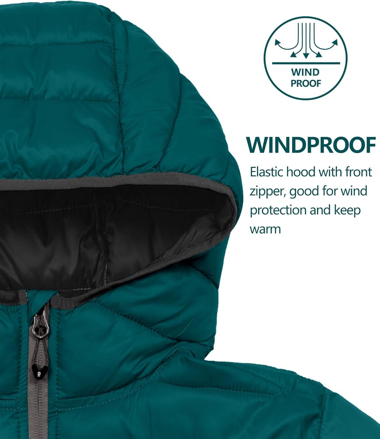 imageLittle Donkey Andy Womens Packable Lightweight Puffer Jacket Hooded Windproof Winter Coat with Recycled InsulationPackable Green