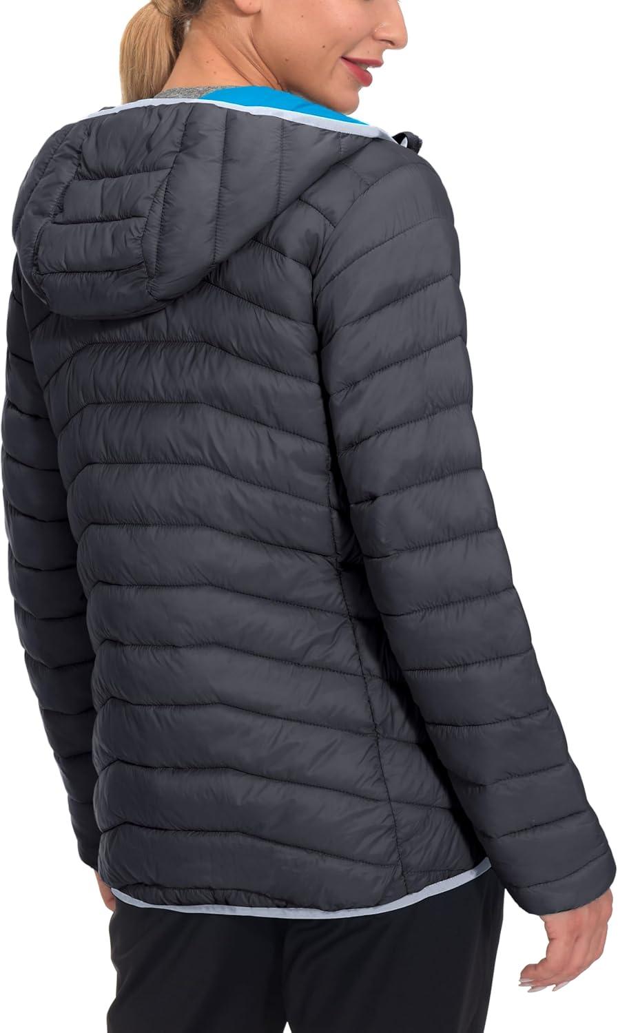 imageLittle Donkey Andy Womens Packable Lightweight Puffer Jacket Hooded Windproof Winter Coat with Recycled InsulationPackable Grey