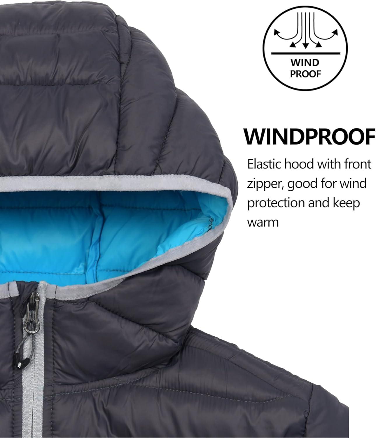 imageLittle Donkey Andy Womens Packable Lightweight Puffer Jacket Hooded Windproof Winter Coat with Recycled InsulationPackable Grey