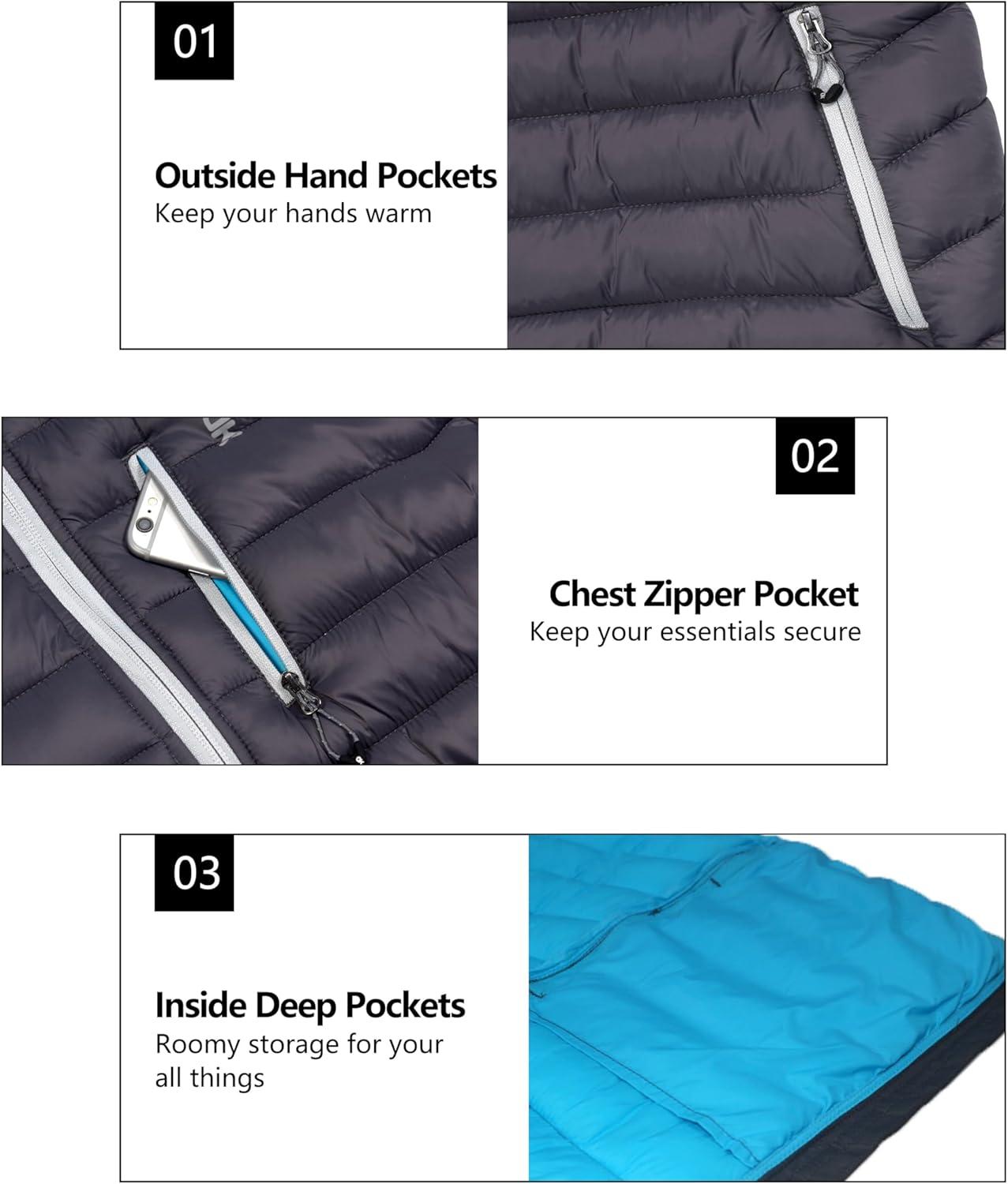 imageLittle Donkey Andy Womens Packable Lightweight Puffer Jacket Hooded Windproof Winter Coat with Recycled InsulationPackable Grey