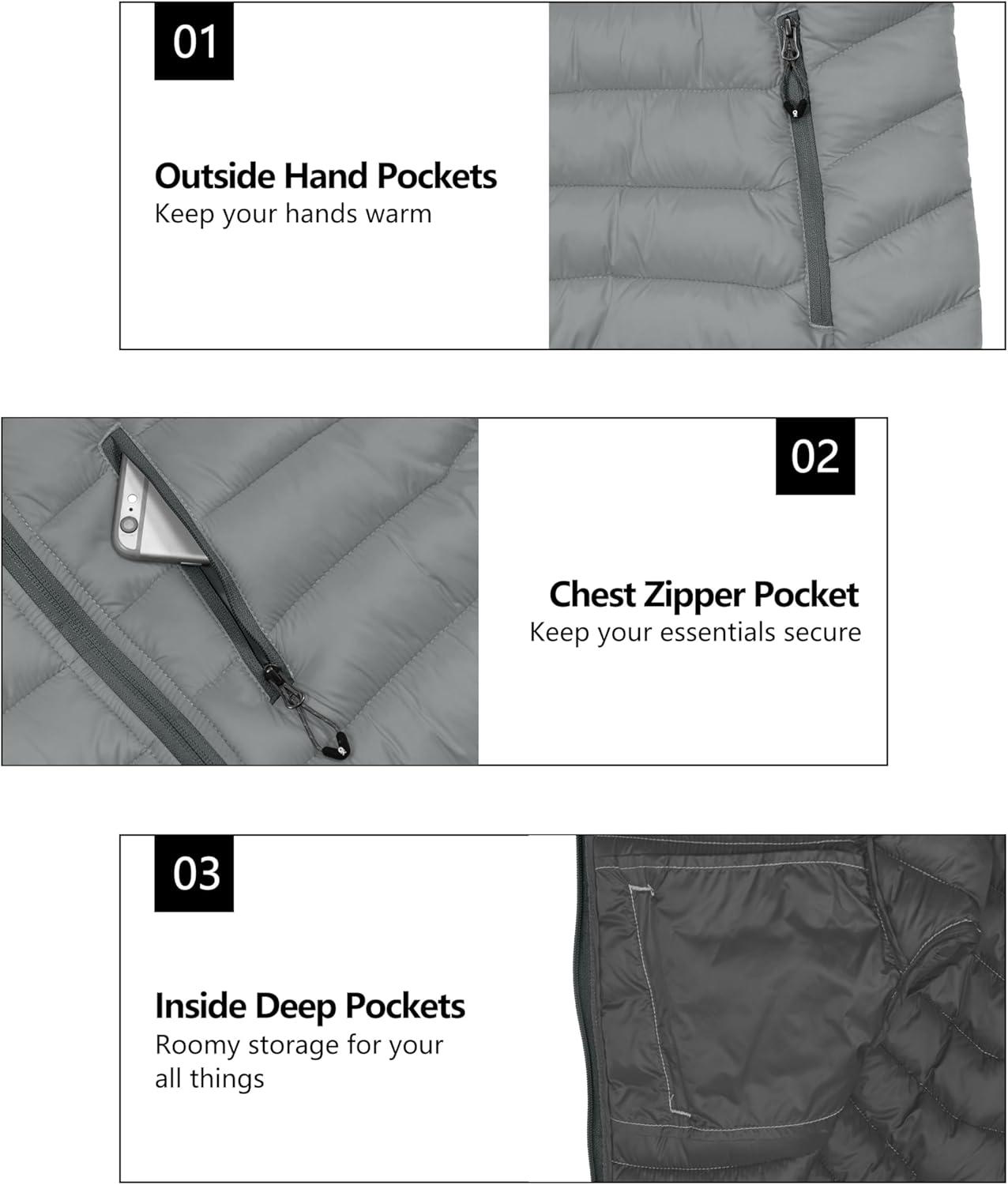 imageLittle Donkey Andy Womens Packable Lightweight Puffer Jacket Hooded Windproof Winter Coat with Recycled InsulationPackable Light Grey