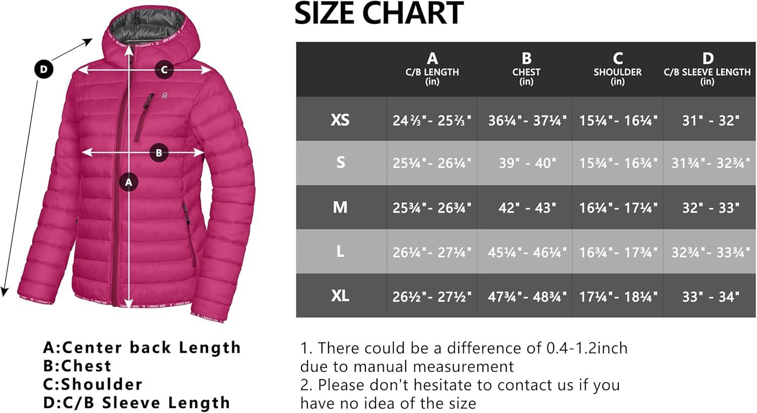imageLittle Donkey Andy Womens Packable Lightweight Puffer Jacket Hooded Windproof Winter Coat with Recycled InsulationPackable Rose