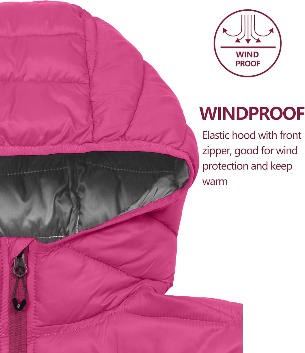 imageLittle Donkey Andy Womens Packable Lightweight Puffer Jacket Hooded Windproof Winter Coat with Recycled InsulationPackable Rose