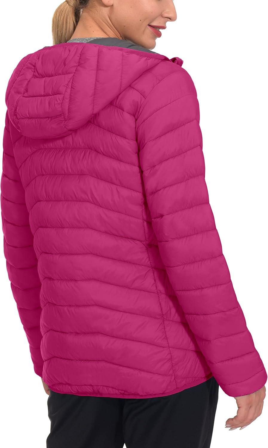 imageLittle Donkey Andy Womens Packable Lightweight Puffer Jacket Hooded Windproof Winter Coat with Recycled InsulationPackable Rose