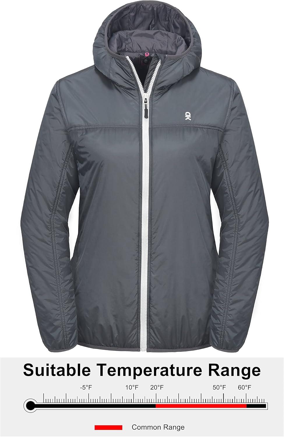 imageLittle Donkey Andy Womens Packable Lightweight Running Jacket Water Resistant Hooded Windbreaker for Hiking Cycling CampingB Insulation Gray