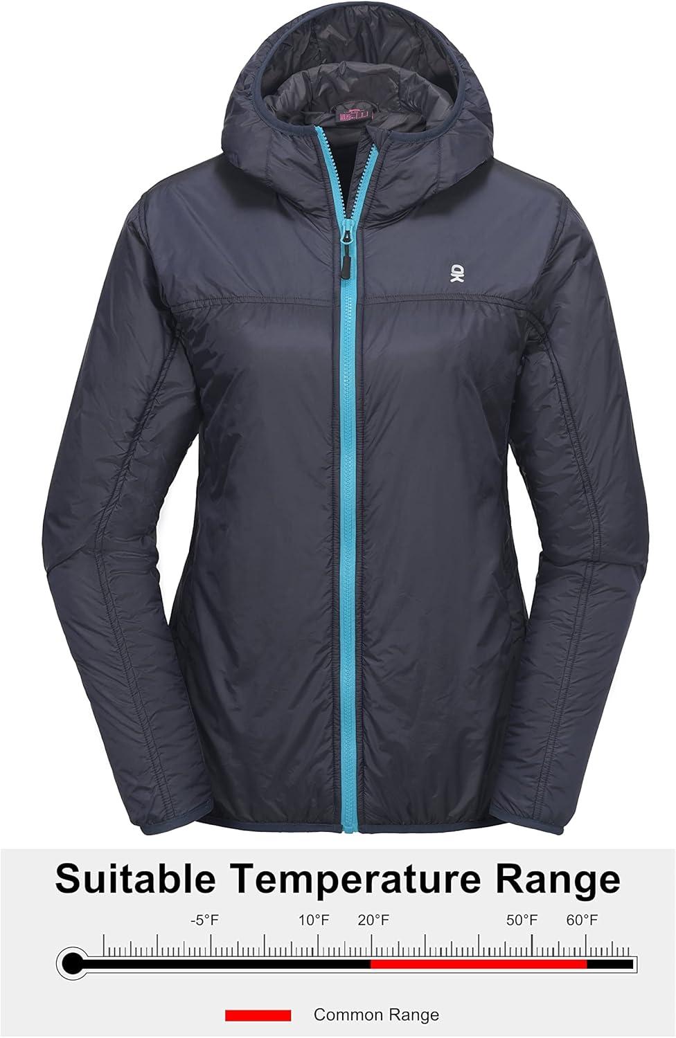 imageLittle Donkey Andy Womens Packable Lightweight Running Jacket Water Resistant Hooded Windbreaker for Hiking Cycling CampingB Insulation Navy Blue