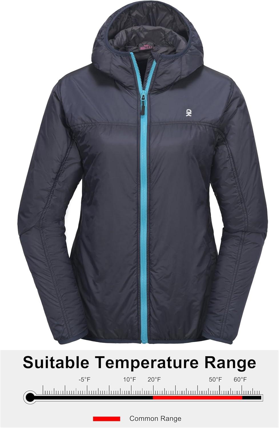 imageLittle Donkey Andy Womens Packable Lightweight Running Jacket Water Resistant Hooded Windbreaker for Hiking Cycling CampingB Insulation Navy Blue