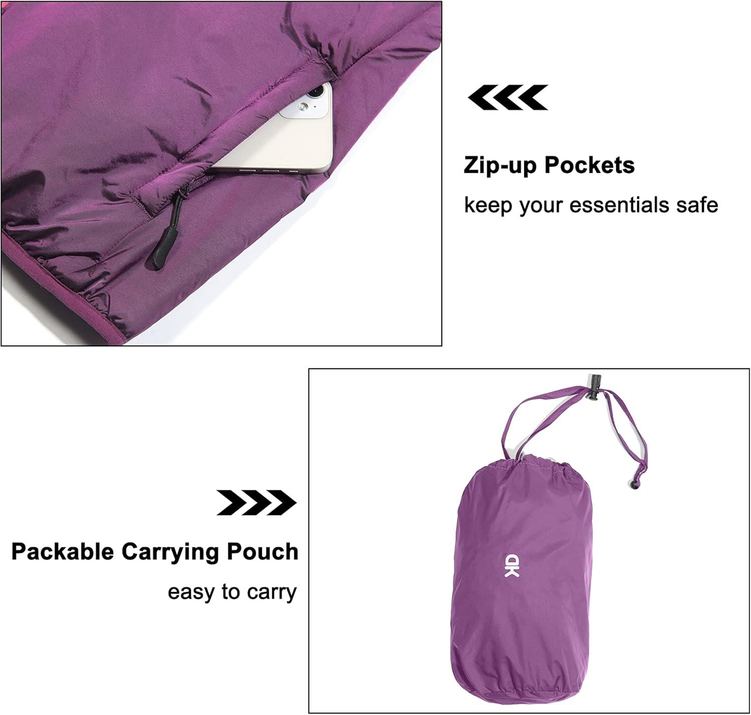 imageLittle Donkey Andy Womens Packable Lightweight Running Jacket Water Resistant Hooded Windbreaker for Hiking Cycling CampingB Insulation Purple