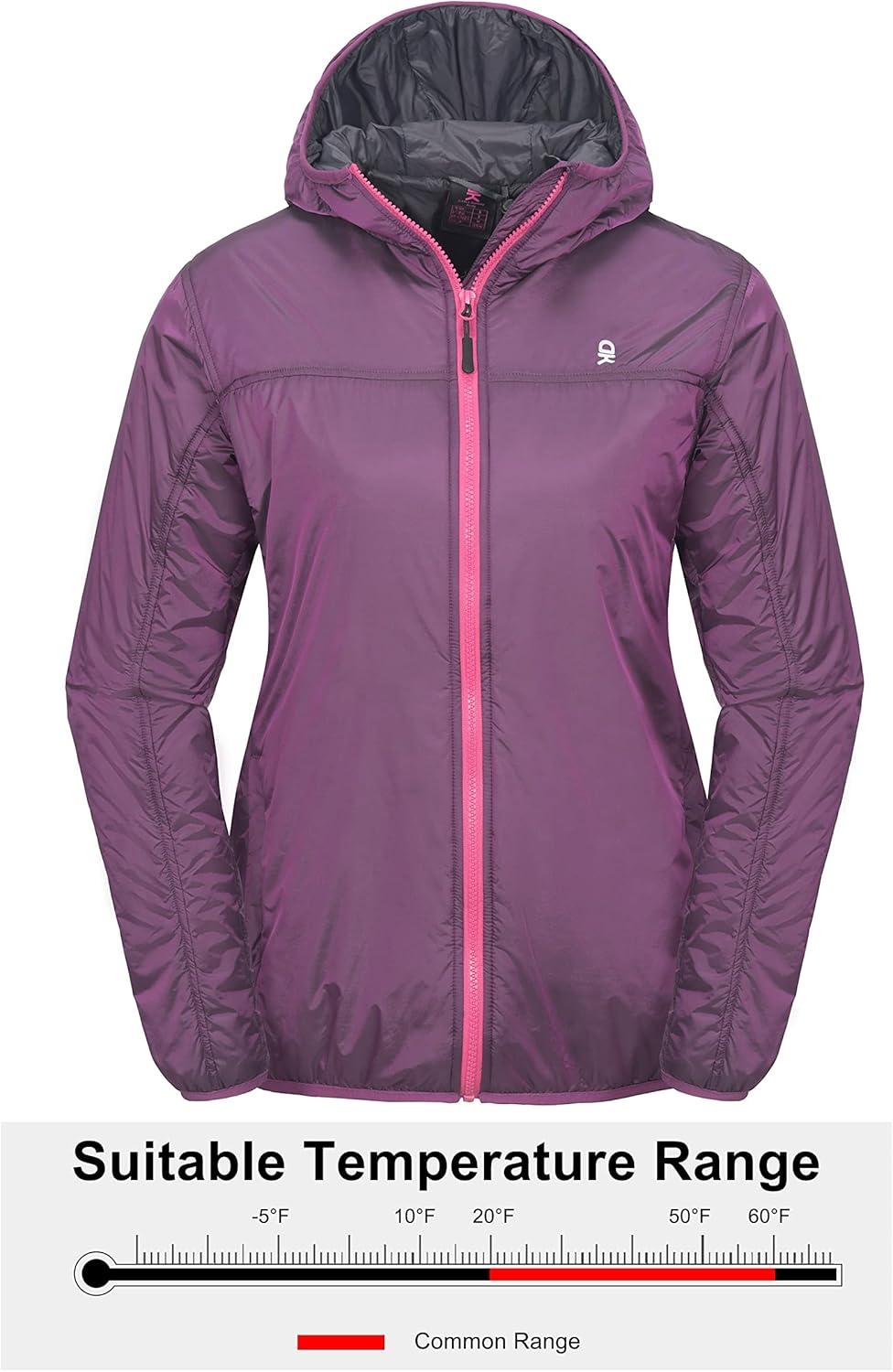 imageLittle Donkey Andy Womens Packable Lightweight Running Jacket Water Resistant Hooded Windbreaker for Hiking Cycling CampingB Insulation Purple
