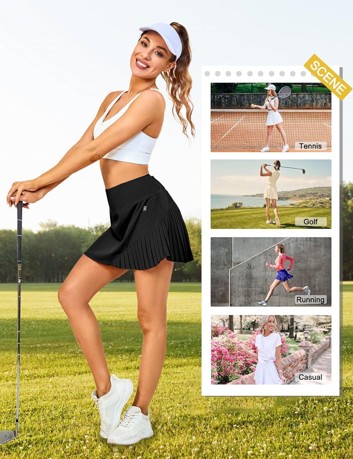 imageLittle Donkey Andy Womens Pleated Tennis Skirts Athletic Golf Skorts High Waisted Casual Workout Sports Running SkirtsAblack