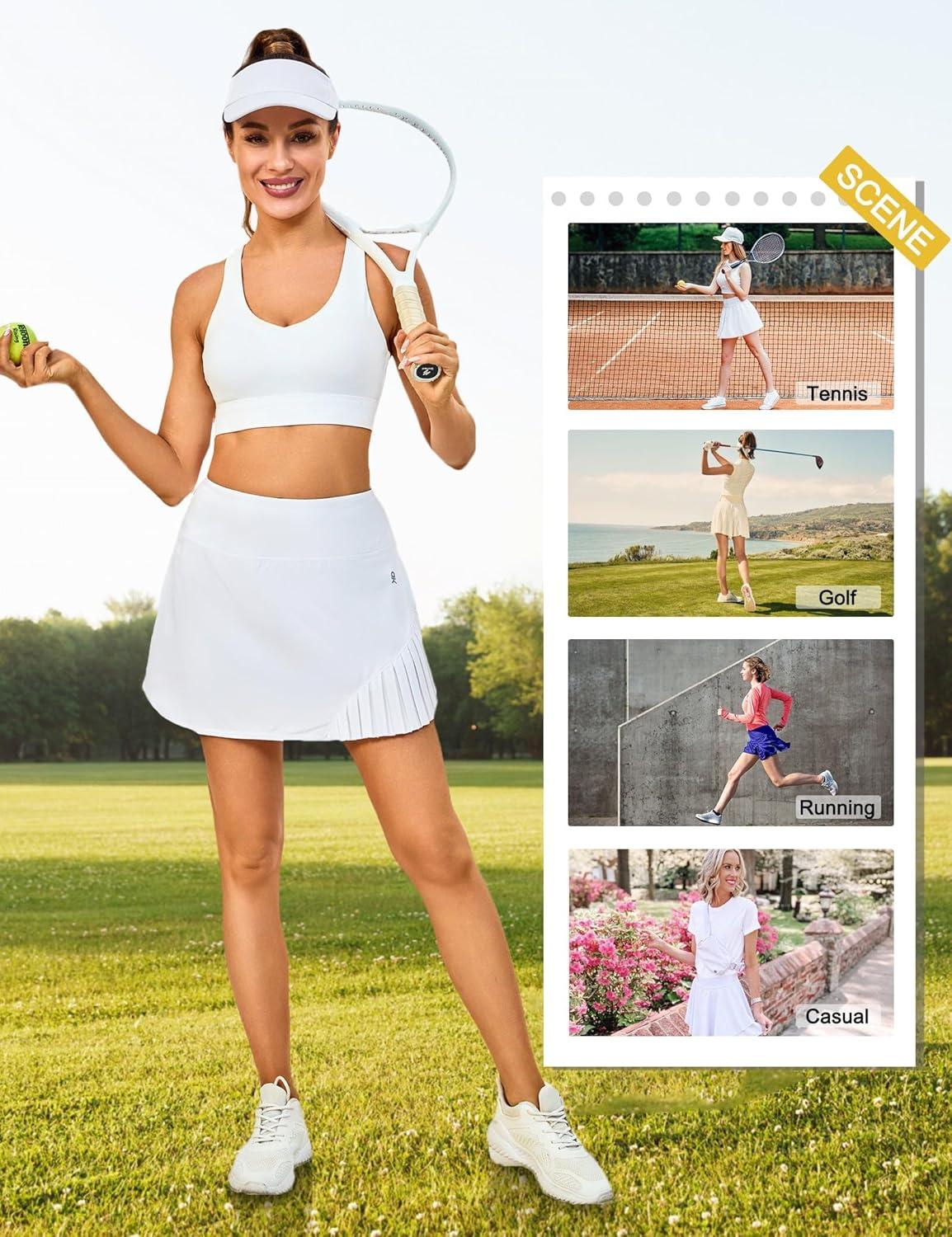imageLittle Donkey Andy Womens Pleated Tennis Skirts Athletic Golf Skorts High Waisted Casual Workout Sports Running SkirtsAwhite
