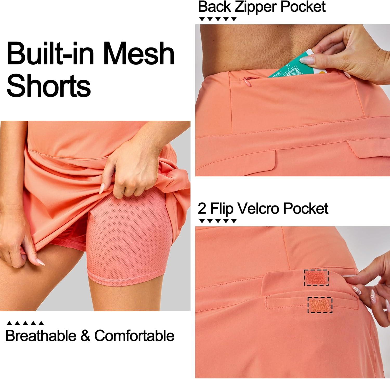 imageLittle Donkey Andy Womens Pleated Tennis Skirts Athletic Golf Skorts High Waisted Casual Workout Sports Running SkirtsBmelon