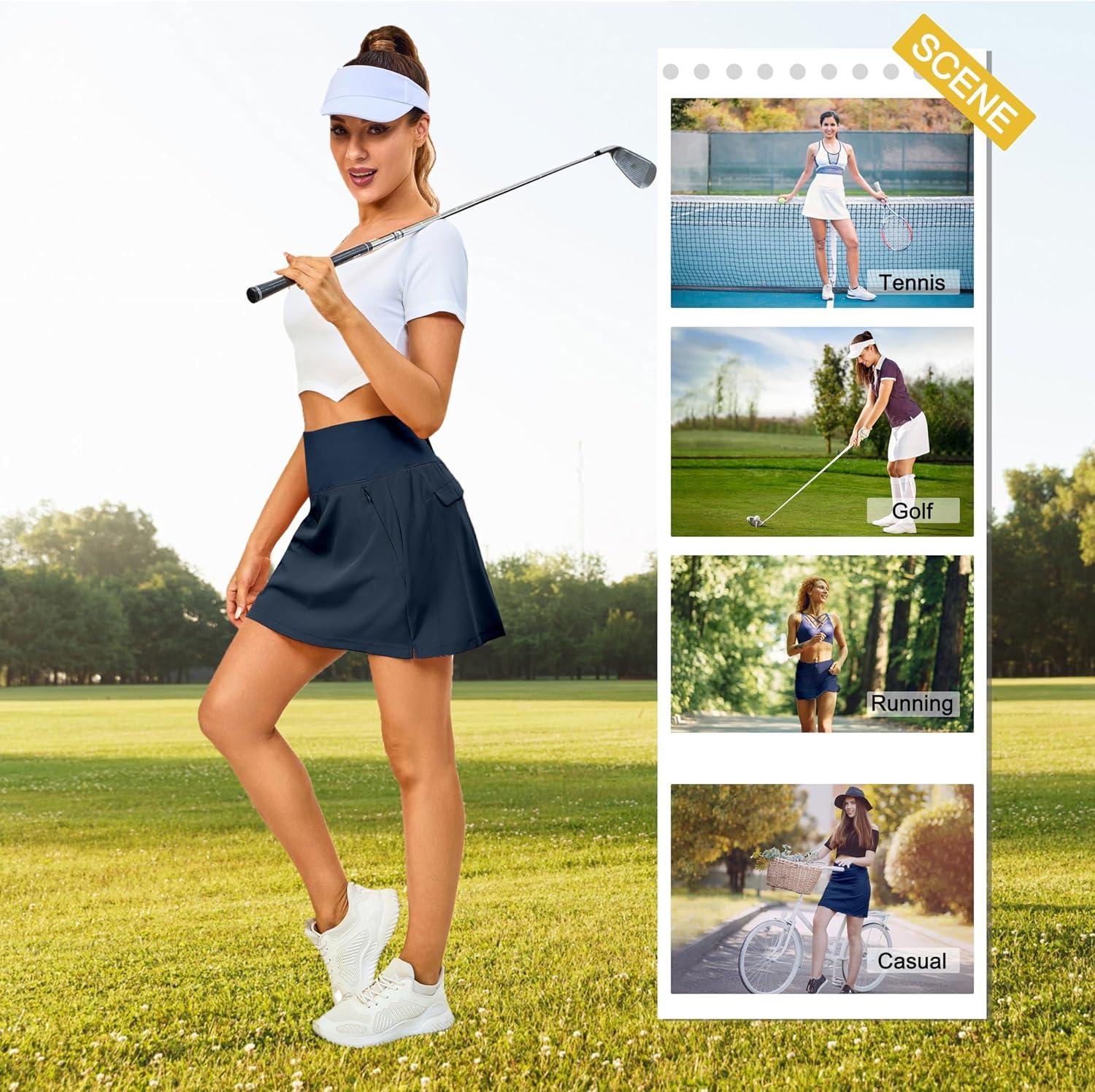 imageLittle Donkey Andy Womens Pleated Tennis Skirts Athletic Golf Skorts High Waisted Casual Workout Sports Running SkirtsBnavy Blue