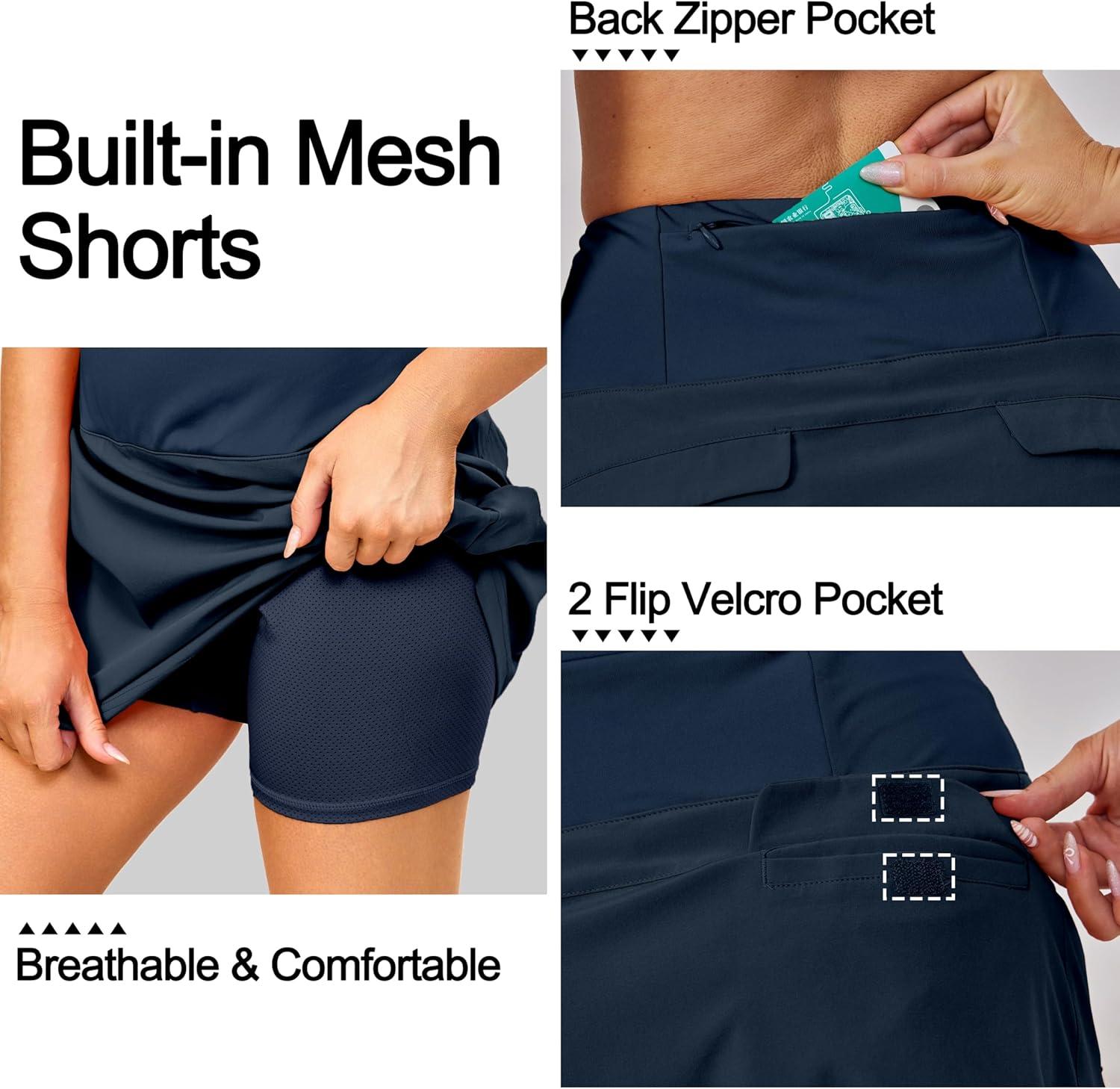 imageLittle Donkey Andy Womens Pleated Tennis Skirts Athletic Golf Skorts High Waisted Casual Workout Sports Running SkirtsBnavy Blue