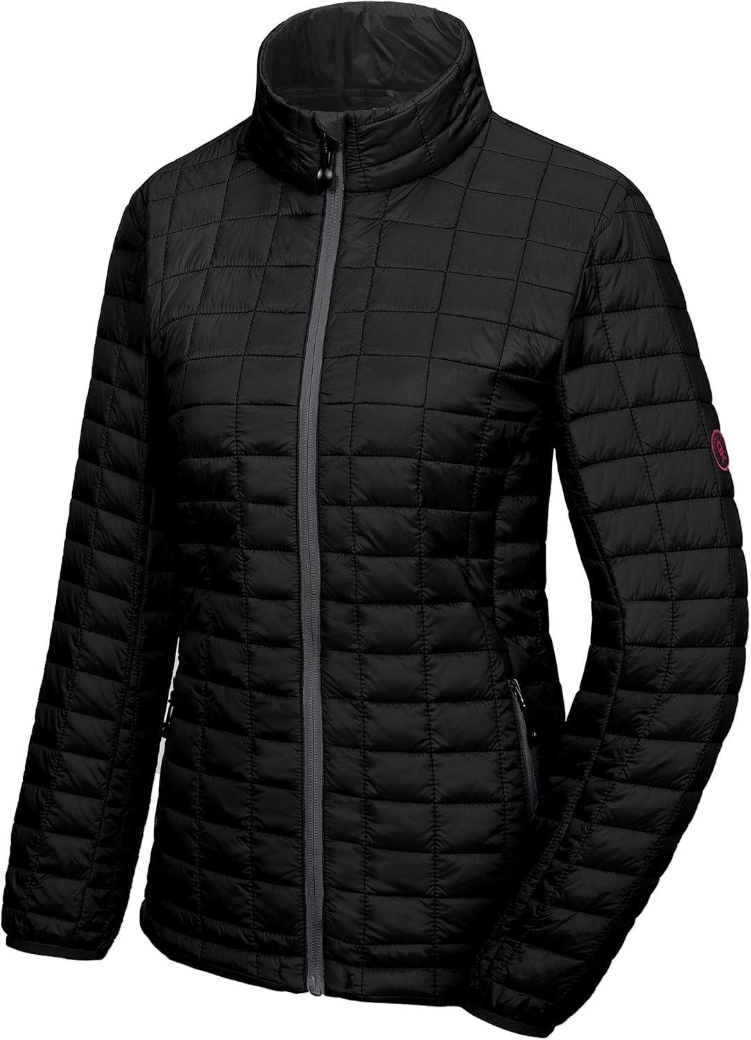 imageLittle Donkey Andy Womens Puffer Jacket Lightweight Warm Hiking Jacket with PostConsumer Synthetic InsulationBlack